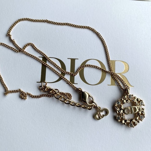 AUTHENTIC vintage gold tone Christian Dior necklace with crystals - Picture 2 of 10